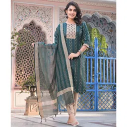 Peachmode Round Neck Regular Pure Cotton Kurta with Trouser & Dupatta-picture-54