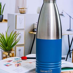 Servewell Blue & Steel Stainless Steel Printed Double Wall Vacuum Water Bottle - 1 L-image-83