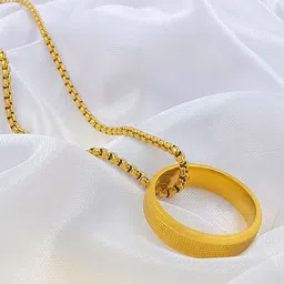 Saizen Gold-Plated Circular Pendants with Chains-10