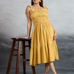 P D Silk Mills Women Solid A-Line Dress-picture-25