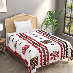 Gulaab Jaipur Red & White Geometric Printed Cotton 150 GSM Single Bed Dohar-53