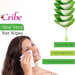 CRIBE Set Of 4 Aloe Vera & Lime Extract Wet Cleansing Wipes With Vitamin E - 25 Wipes Each image 4