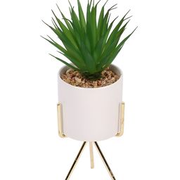EarthCraft Green & White Succulent Artificial Plant With Tripod Stand image 3