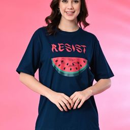 Funday Fashion Women Printed Indigo T-shirt-28