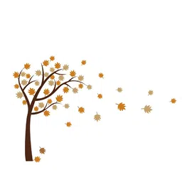 LANSTICK Orange-Coloured & Brown Tree With Leaves Printed Wall Stcikers-10