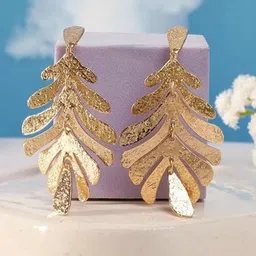 SALTY Tropical Glory Stainless Steel Gold Plated Contemporary Drop Earrings-72
