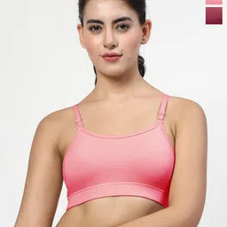 LILYWomen Pack Of 2 Seamless Non Padded Sports Bra Full Coverage-37