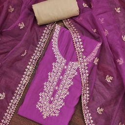 SAINOOR Embroidered Pure Cotton Semi-Stitched Dress Material-image-30