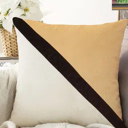 IVAZA Gold-Toned & White Colourblocked Velvet Square Cushion Covers-picture-24