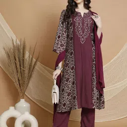 Nayam By Lakshita Women Floral Embroidered Regular Thread Work Kurta with Trousers & With Dupatta-28