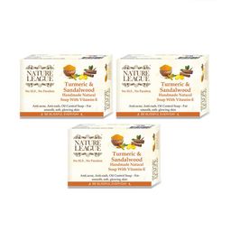 NATURE LEAGUE Set Of 3 Turmeric & Sandalwood Deep Cleansing Soap-100g Each-11
