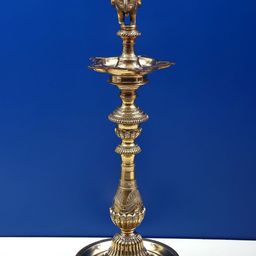 Exotic India Gold Toned Textured Pooja Diya-image-18