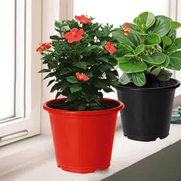 Kuber Industries 3-Pcs Red & Black DurablePlanters-8