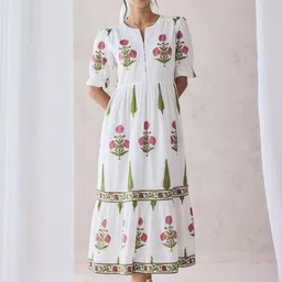 FIORRA Floral Print Maxi Midi Dress-image-75