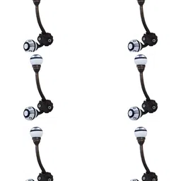 IndianShelf Black 6 Pcs Ceramic Floral Key Holder Hangers For Clothes Wall Mounted-image-14