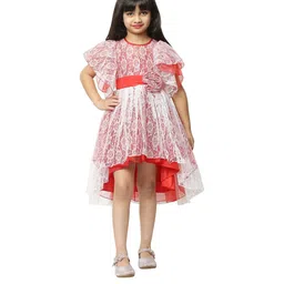 Shahina Fashion Girls Self Design Flared Sleeves High-Low Hem Fit and Flare Dresses-image-97