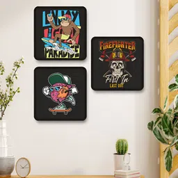 Livin'luxe Black & Red 3 Pieces Framed Funky Monkey Skull Skateboard Wall Arts-picture-38