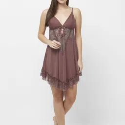 NOIRA Women Self Design Soulder Straps Baby Doll-image-34