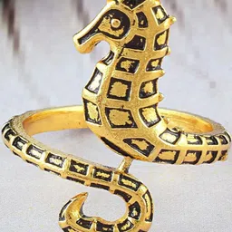 MEMOIR Antique Gold Plated Sea Horse Brass Finger Ring-40