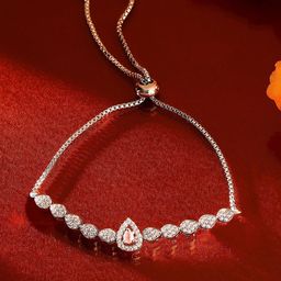 Priyaasi Silver Plated American Diamond Wraparound Bracelet-image-1