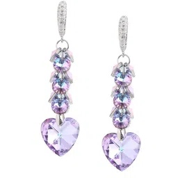 Priyaasi Silver Plated Crystal Contemporary Drop Earrings-image-61