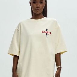 LULU & SKY Women Typography Printed Round Neck Cotton Oversized T-shirt-picture-13