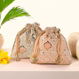 Kuber Industries Unisex Set Of 2 Embroidered Potli Clutches With Pearl Handles-picture-41