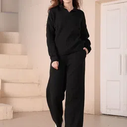 KVETOO Ribbed Polo Collar Sweater With Palazzos Co-Ords-picture-48