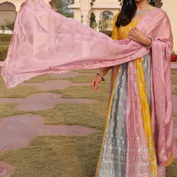 Warthy Ent Floral Embroidered Empire Ethnic Dress With Dupatta-image-7