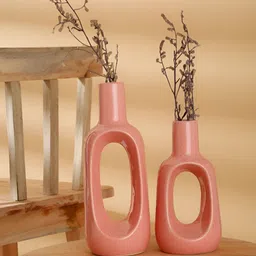 Myntra Elegant Homes 2-Pcs Pink Ceramic StonewareGlossyVase-image-55