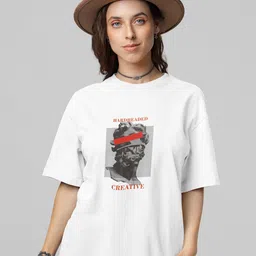 Stitchmeashirt Graphic Printed Drop-Shoulder Sleeves Oversized Cotton T-shirt-image-90