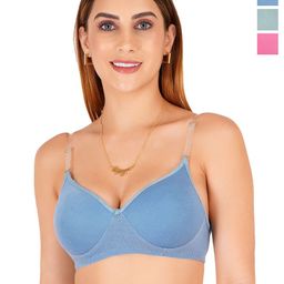 Liigne Pack Of 3 Full Coverage Lightly Padded T-shirt Bra with Transparent Strap-image-44