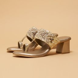 ERIDANI Embellished Ethnic Block Sandals-55