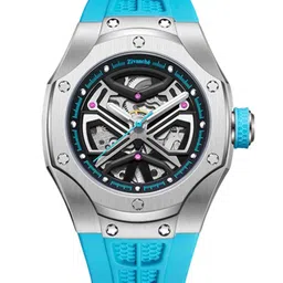 ZAADRAN Unisex Patterned Dial & Bracelet Style Straps Analogue Automatic Watch Optimous Blue-picture-7