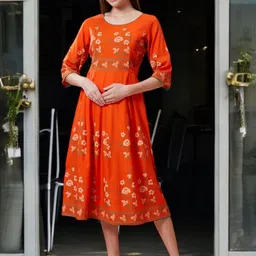 True Shape Women Printed Floral Maternity Anarkali Kurta-image-18