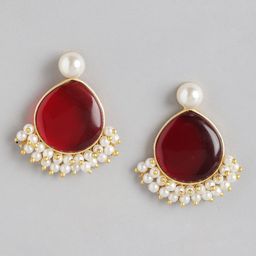 Anouk Gold Plated Beaded Teardrop Shaped Drop Earrings-10
