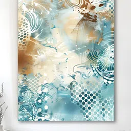 Art Street Turquoise Blue & White Canvas Abstract Printed Wall Art-8