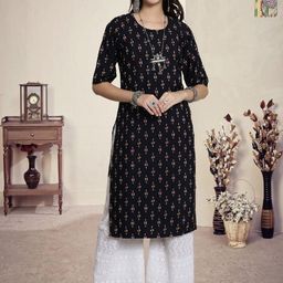 HERE&NOW Women Ethnic Motifs Printed Crepe Kurta Pack of-2-image-6