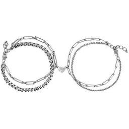 Teeragaj Set Of 2 Stainless Steel Link Bracelet-image-121