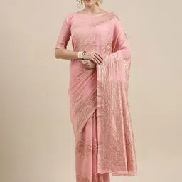 Saree mall Floral Woven Design Pure Linen Banarasi Sarees-picture-34