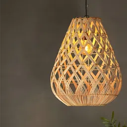 Claymango Ojas Brown Textured Hanging Pendant Wooden Ceiling Lamp-9