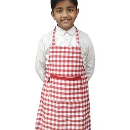 SWITCHON Kida Red & White Cotton Checked Aprons image 4