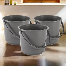 Kuber Industries Grey 3 Pieces Multi Purpose Small Buckets-5 Litres-67