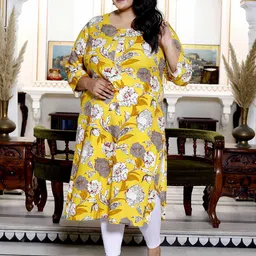 MEHKFAB Plus Size Floral Printed Round Neck Gotta Patti Straight Kurta With Tassel Detail-40