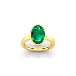 Pranjal Gems Unisex 7.25 Ratti 6.62 Kt Emerald Panna Gemstone Studded Adjustable Ring-23