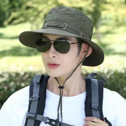 AlexVyan Casual Beach Hat SunVisor Hat for Gents UV Protection Wide Brim Summer Hat Cap-image-91
