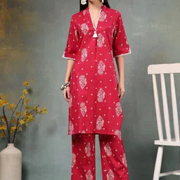 anouk rustic Women Floral Printed Cotton Kurta with Palazzos-picture-25