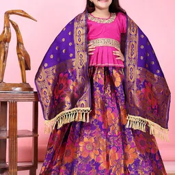 BAESD Girls Embroidered Sequinned Ready to Wear Lehenga & Blouse With Dupatta-image-82