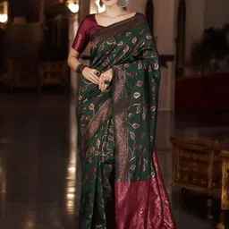 Mitera Woven Design Zari Silk Blend Banarasi Saree-image-56