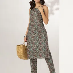 Janasya Women Ethnic Motifs Printed Regular Pure Cotton Kurta with Trousers-44